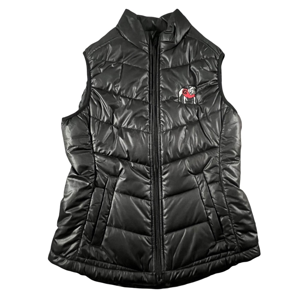 Cutter & Buck Puffer Vest Women XS Black Georgia Bulldogs CB WeatherTec Quilted